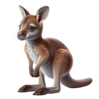 A young kangaroo is standing upright, showcasing its soft fur and curious eyes. The animal appears playful and approachable, set against a simple background png