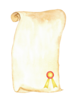 Vintage scroll with ribbon seal for certificates or invitations. Education concept. Template for certificate, diploma, card, invitation. Vertical banner. Copy space. End of course. Back to school png