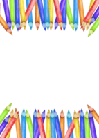 Creative design template with vibrant colorful pencils for arts and crafts. Template for certificate, diploma, invitation. Copy space. End of course. Back to school. Education concept. Hand drawn png