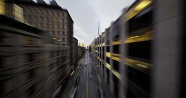 CGI Urban street captured during golden hour with blurred movement effect video