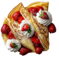 A stack of pancakes topped with strawberries png