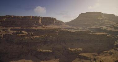 CGI Majestic rocky landscape under clear sky at golden hour in desert region video
