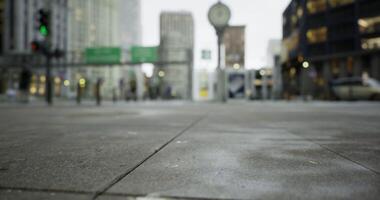 CGI Urban crosswalk captures evening pedestrian traffic in the city center video