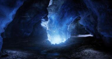 CGI Exploring stunning ice formations in a glacial cave during daylight hours video