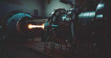 CGI Advanced propulsion testing in a high tech lab environment at night video