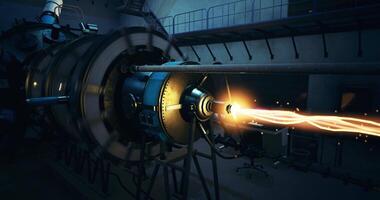CGI Unique experiment at a research facility with advanced propulsion tech video