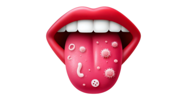 A tongue with pink germs on it png
