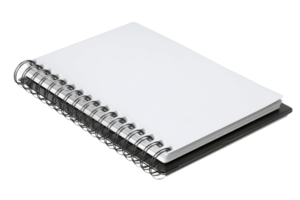 An open notebook with a blank page on a black background png