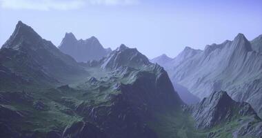 CGI Majestic mountain range under soft sunlight during early morning hours video