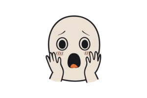 A cartoon ghost with its hands up in front of its face png