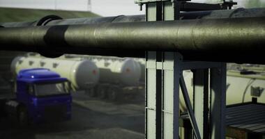 CGI Industrial setup with large pipes and trucks in a construction zone video