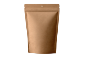 Brown paper pouch with a zipper on the side png