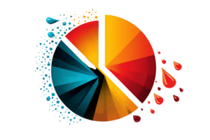 A pie chart with colorful drops png