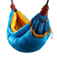A hammock with a blue and yellow fabric png