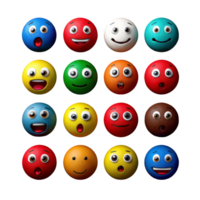 A set of colorful emoticions with different expressions png