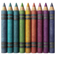 A row of colored pencils are lined up in a row png