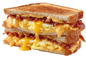 A stack of bacon, egg and cheese sandwiches png