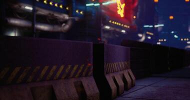 CGI Neon lit streets and urban structures create a vibrant night atmosphere video