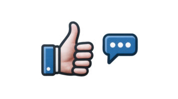 A thumbs up and a speech bubble on a black background png