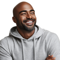 A man with a beard and a hoodie smiling png