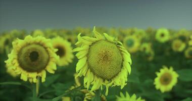 CGI Sunflowers blooming in a vast field during a bright afternoon in summer video