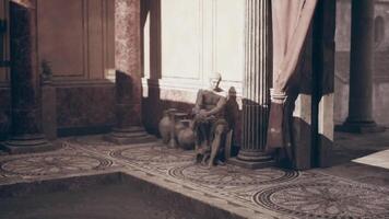 CGI Ancient Roman villa with intricate mosaics and a seated statue video