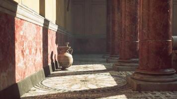 CGI Ancient interior design featuring ornate columns and a decorative floor video