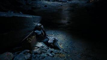 CGI Silent resting place of a fallen knight discovered in a shadowy cave video