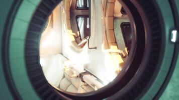 CGI Inside a futuristic space station with sleek design and advanced technology video