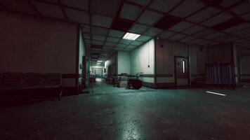 CGI Empty hospital corridor with dim lighting creating an eerie atmosphere video