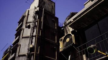 CGI Urban building with air conditioning unit under clear blue sky video