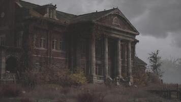 CGI Abandoned mansion covered in vines under an overcast sky video
