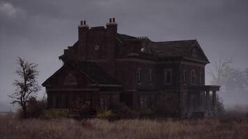 CGI Mystery surrounds an abandoned house in a foggy landscape during twilight video