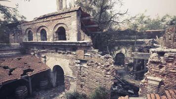 CGI Ruins of an old structure in a forgotten urban landscape at dusk video