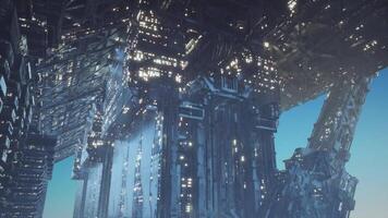 CGI Futuristic city with towering structures and dazzling lights in the sky video