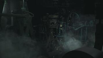 CGI Machinery in a dimly lit industrial setting with steam and shadows video
