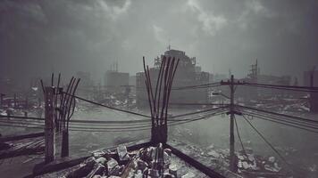 CGI Urban landscape shows destruction after a natural disaster or conflict video