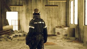 CGI Worker observing an empty construction site in early morning light video
