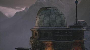 CGI Historic observatory perched on a mountain during a twilight sky video