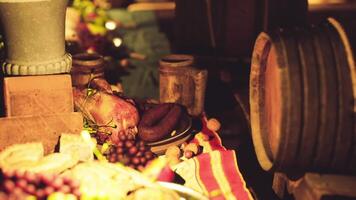 CGI Festive table display of assorted food and drinks video
