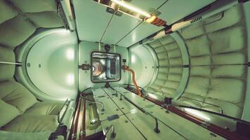CGI Interior view of a space station module showcasing sleeping quarters in orbit video