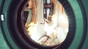 CGI Interior view of a space station with sunlight through the windows video