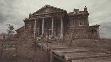 CGI Abandoned mansion with overgrown vegetation and weathered architecture video