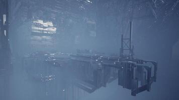 CGI Futuristic city in the sky with advanced structures and misty atmosphere video