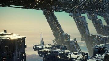 CGI Sky high city featuring advanced architecture and technology video