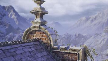 CGI Beautiful mountainous landscape with historical architecture and snow video