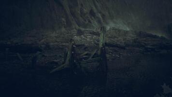 CGI Mysterious ruins sit by the water beneath the fog at dusk video