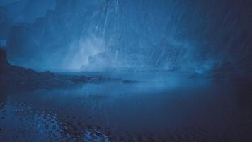 CGI Mysterious blue landscape with reflections and mist in a serene environment video