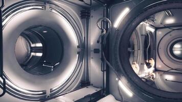CGI Interior corridors of a space station showcasing advanced design and technology video
