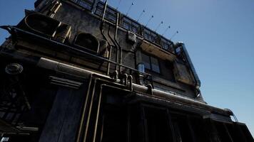 CGI Unique industrial architecture featuring pipes and clear blue sky video